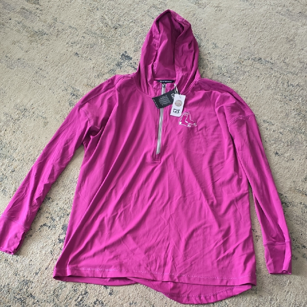 Redsox Cutter & Buck Fuchsia Hooded Jacket